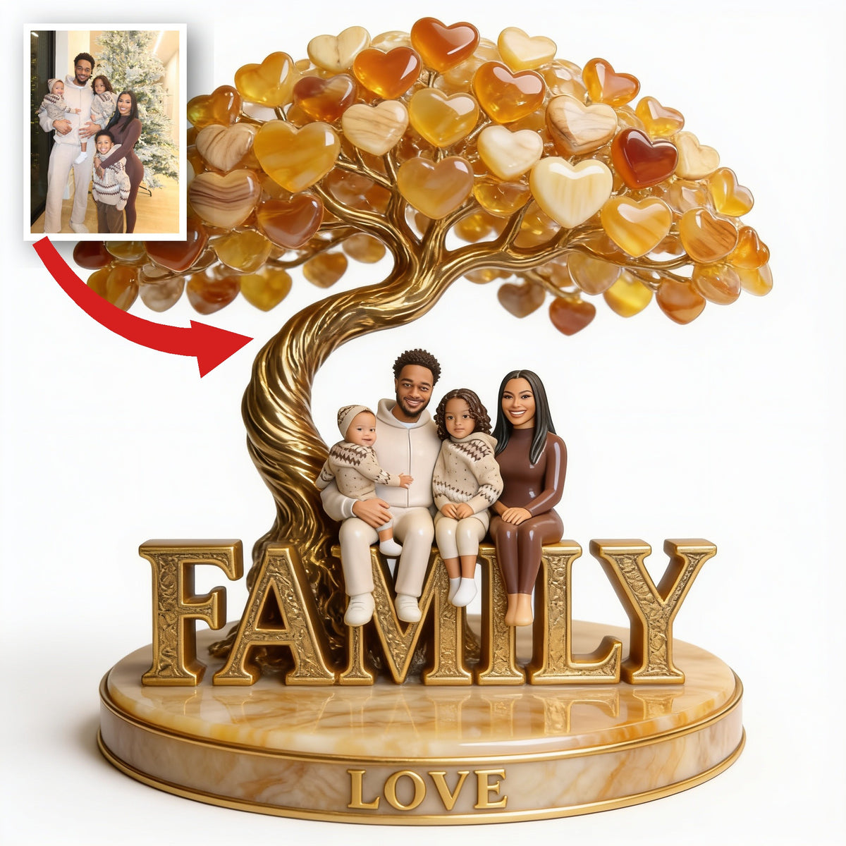 Personalized Black Christmas Family of Five Custom Shaped Acrylic Plaque