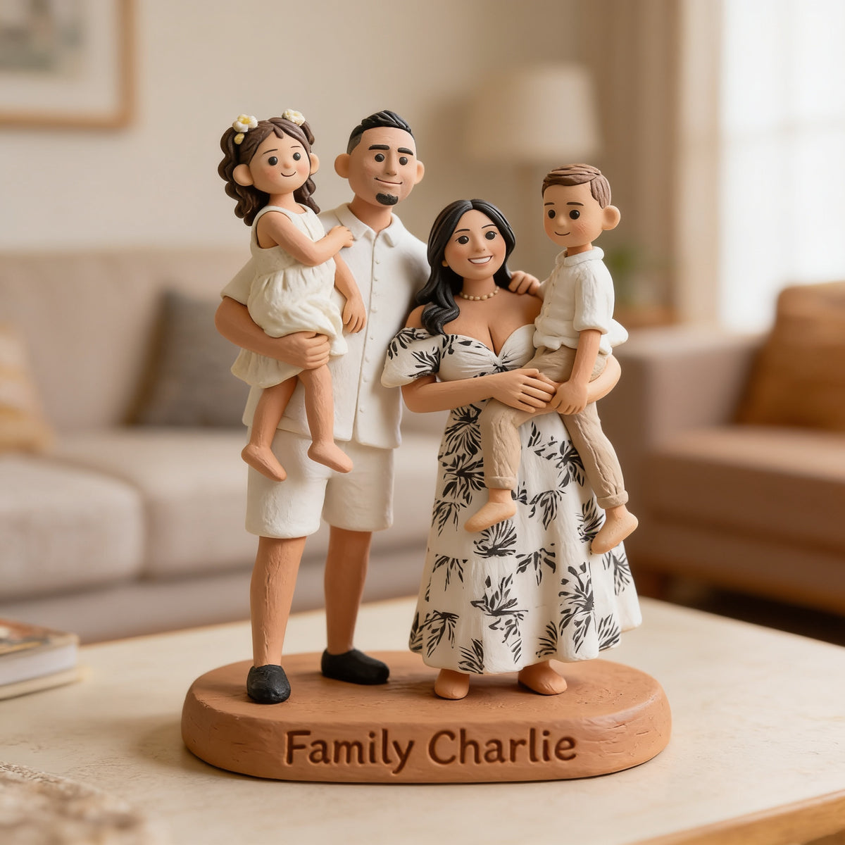 Personalized Latino Family of Four Custom Shaped Acrylic Plaque Keepsake Gift