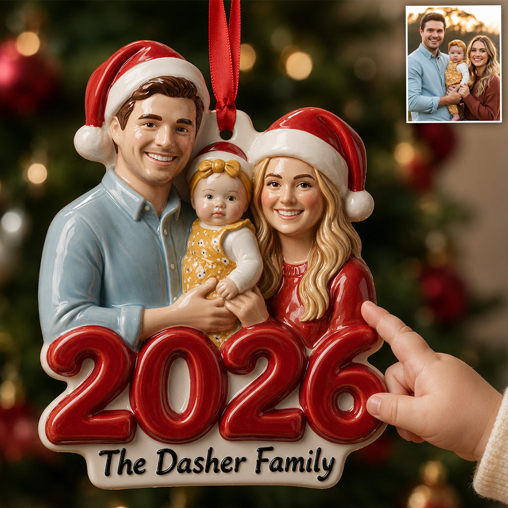 Custom Photo Christmas 2026 Big Family Premium 3D Ornament Holiday Keepsake