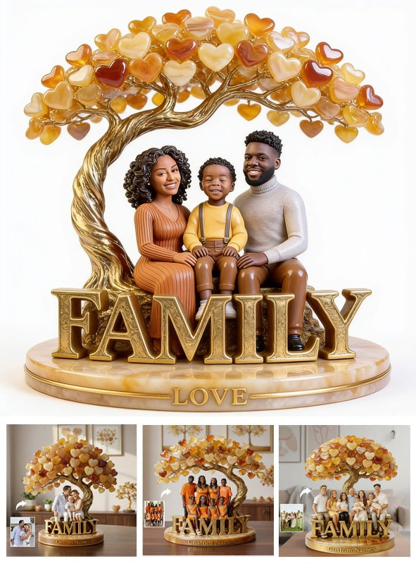 Personalized Black Family Of Three Custom Shaped Acrylic Plaque Home Decor