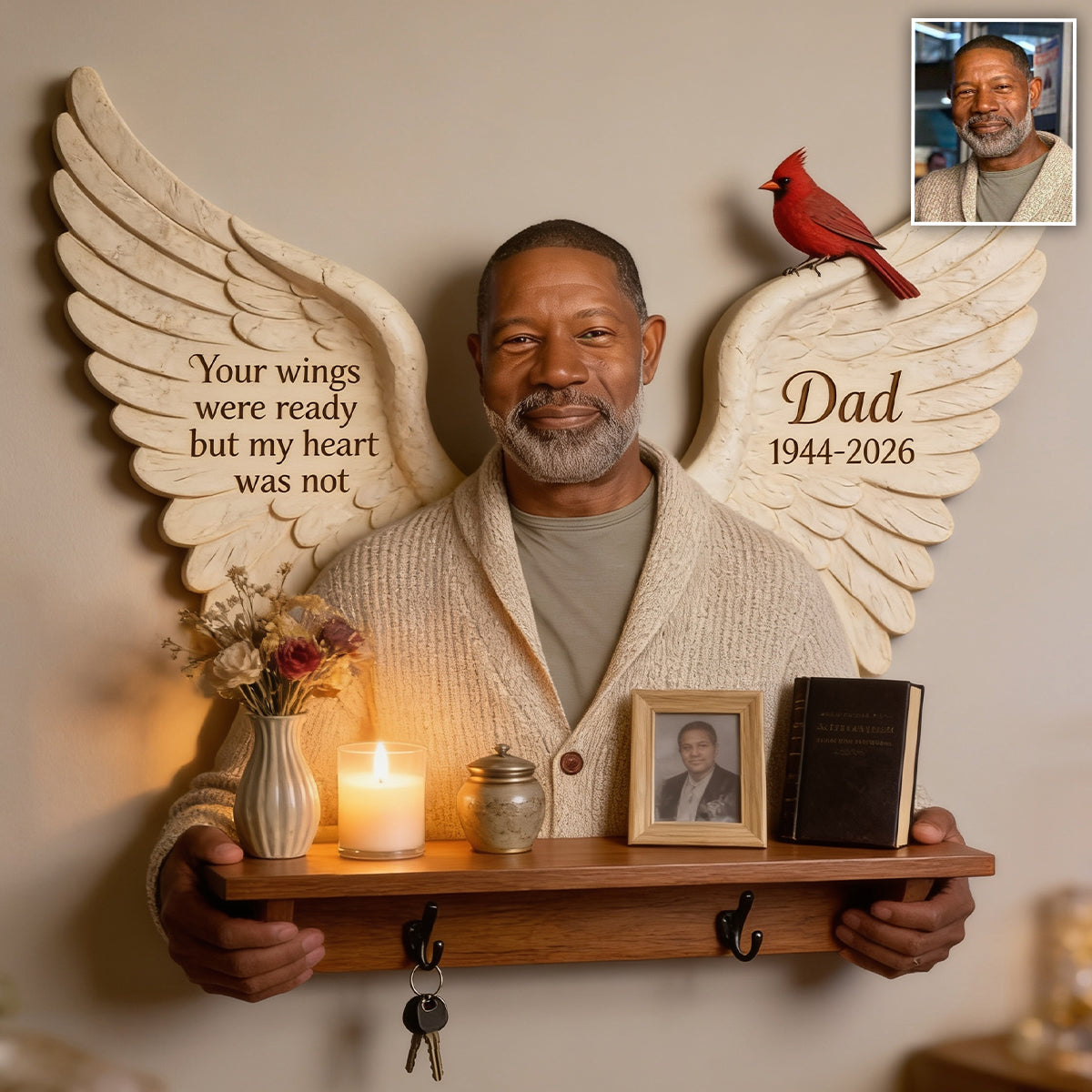 Personalized Middle-Aged Latina Woman Memorial Wooden Floating Shelf Bereavement Gift
