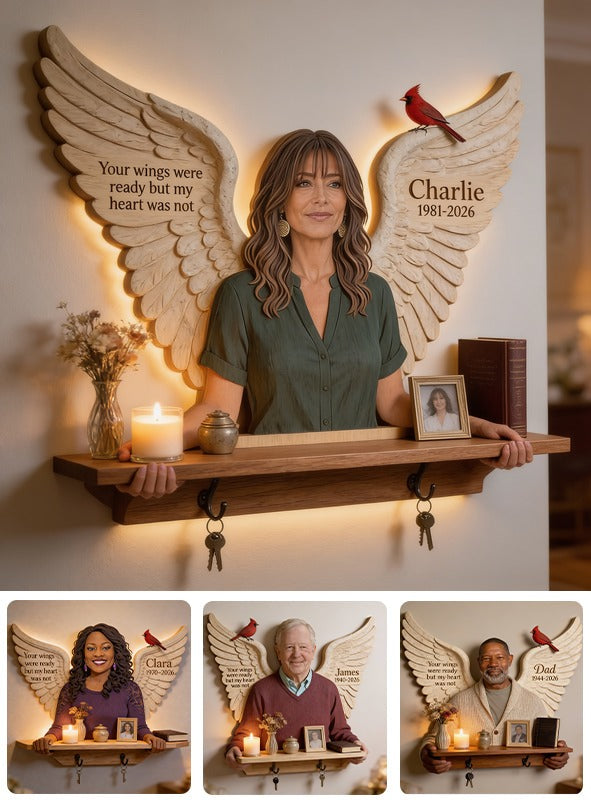 Personalized Middle-Aged Latina Woman Memorial Wooden Floating Shelf Bereavement Gift