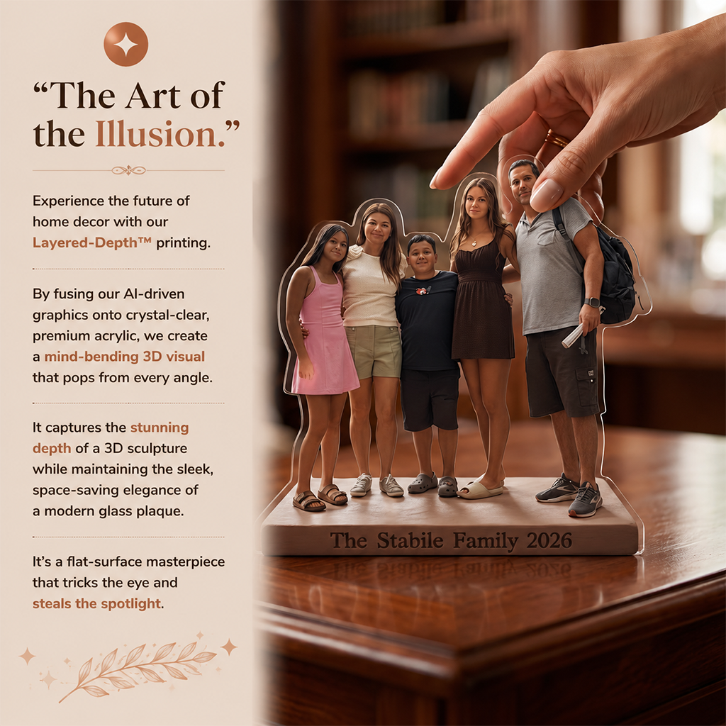 Personalized Latino Family of Four Custom Shaped Acrylic Plaque Keepsake Gift