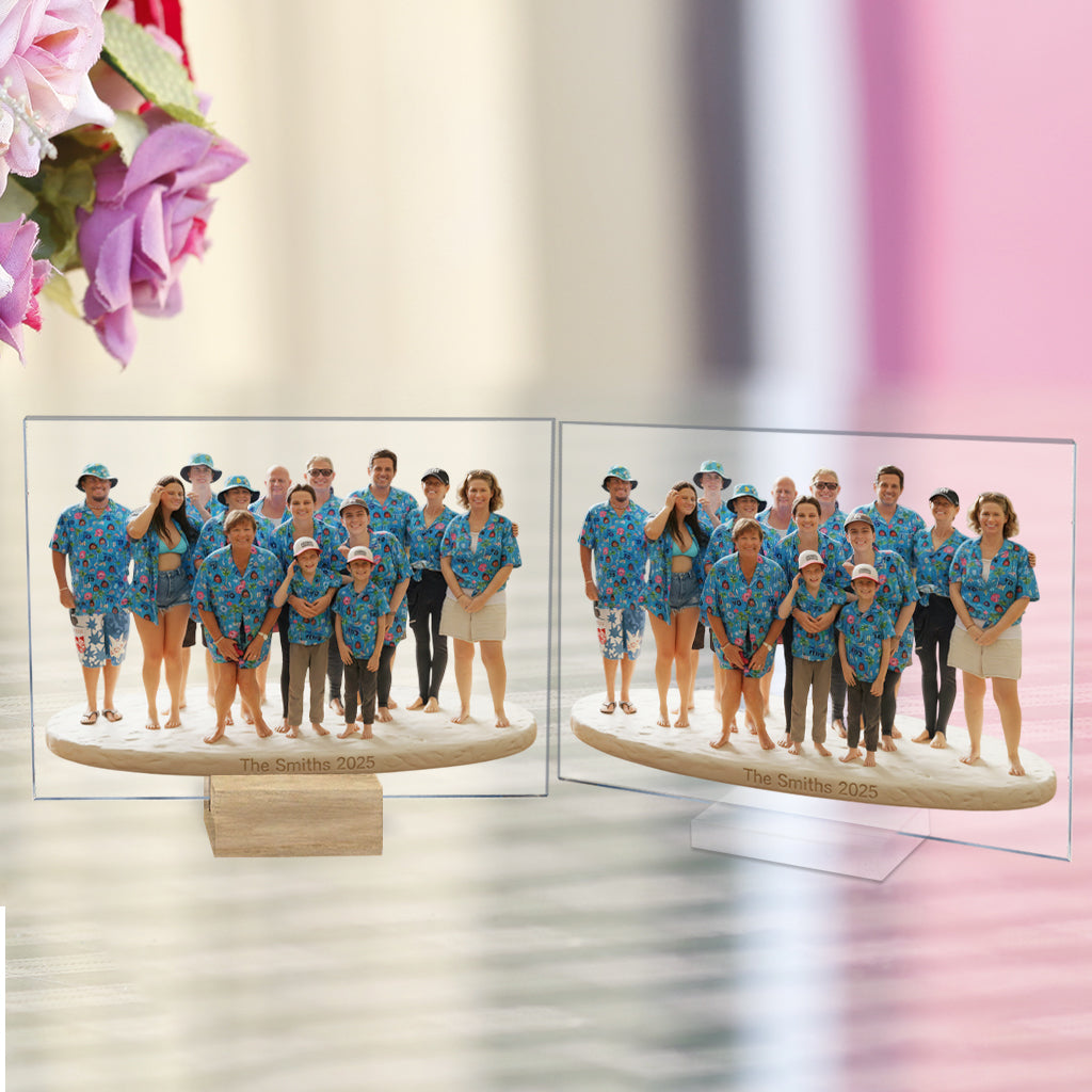 Personalized Christmas Black Christmas Family of Five Custom Shaped Acrylic Plaque