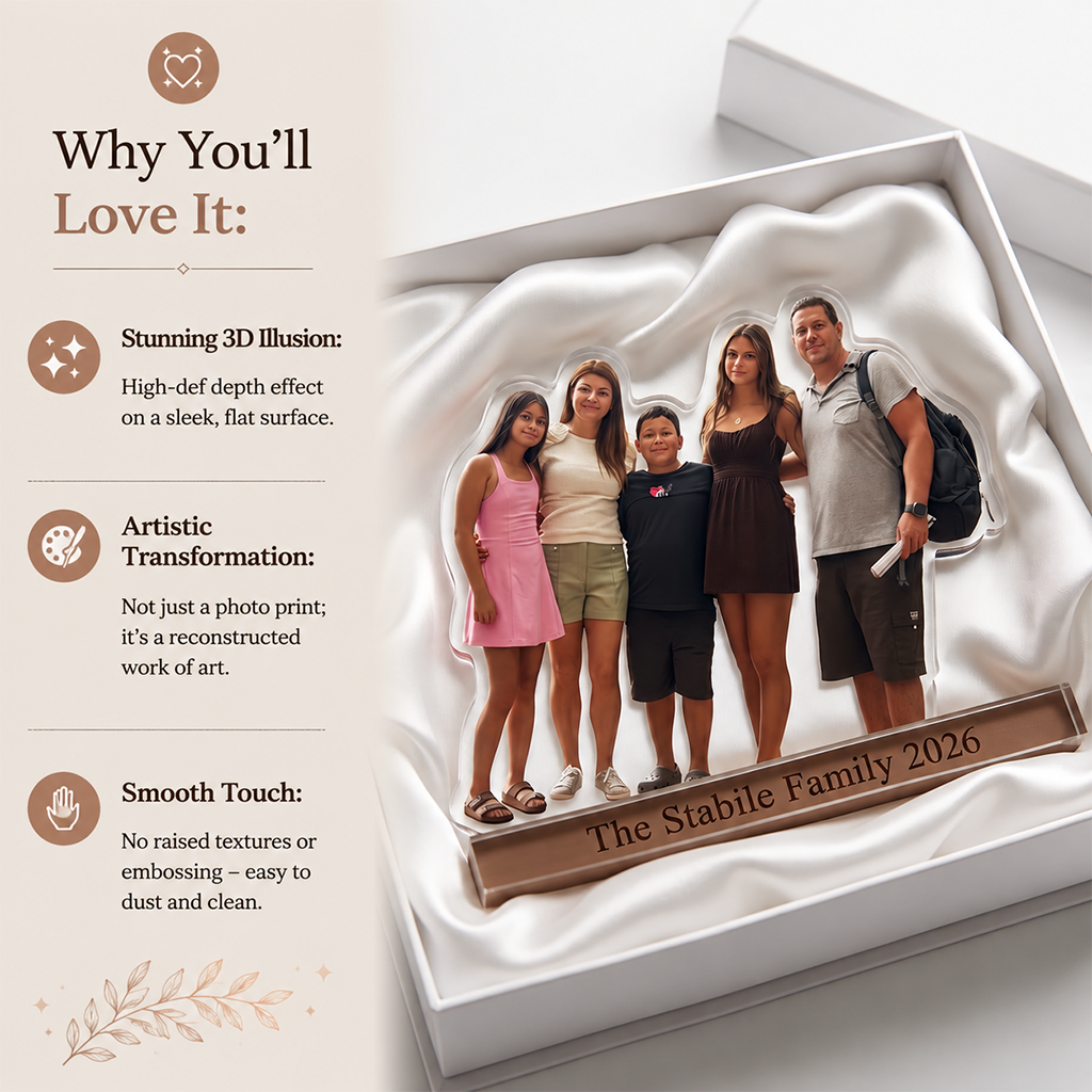 Personalized Black Family Of Three Custom Shaped Acrylic Plaque Keepsake Gift
