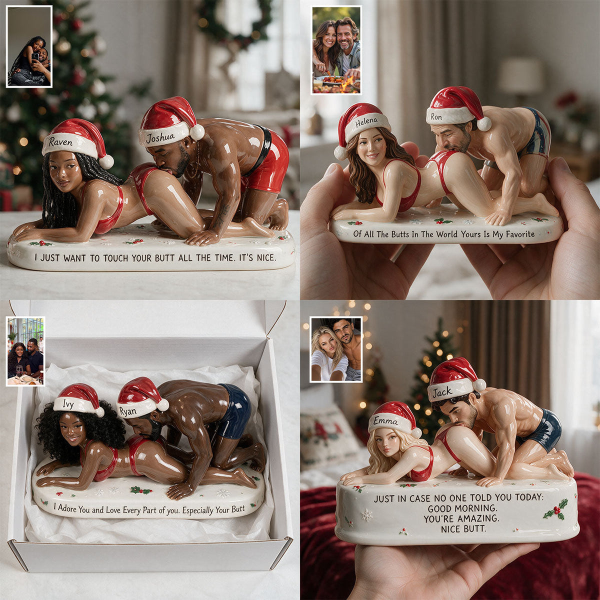 Custom Photo Christmas Black Gay Couple Spicy 3D Plaque LGBT Couple Gift