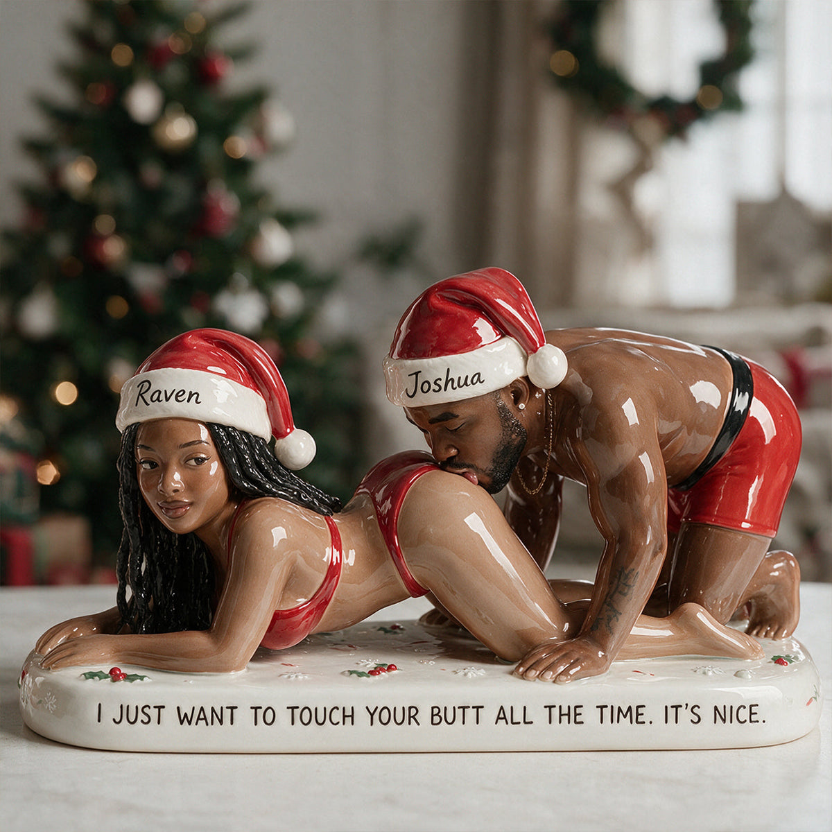 Custom Photo Christmas Latino Couple Funny Spicy 3D Plaque Couple Gift