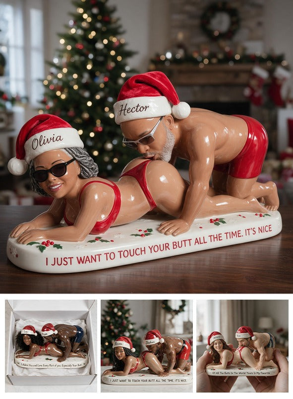 Custom Photo Christmas Middle-Aged Black Couple Funny 3D Plaque Spicy Couple Gift