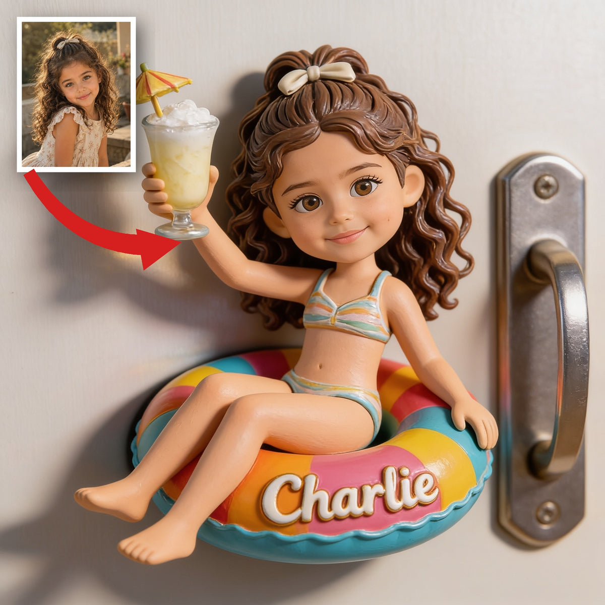 Personalized Latina Little Girl 3D Fridge Magnet Summer Keepsake Gift