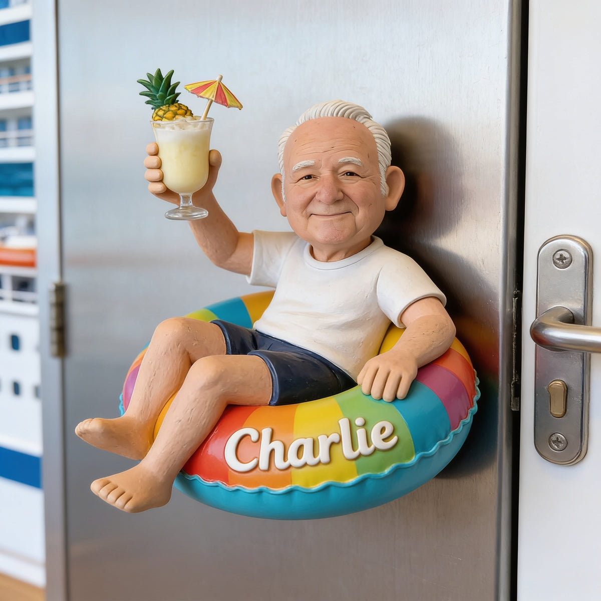 Personalized Older Man Grandpa Cruise 3D Magnet Fridge Decor Gift