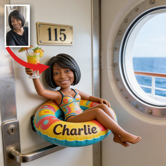 Personalized Middle-Aged Black Woman Cruising 3D Magnet Travel Gift