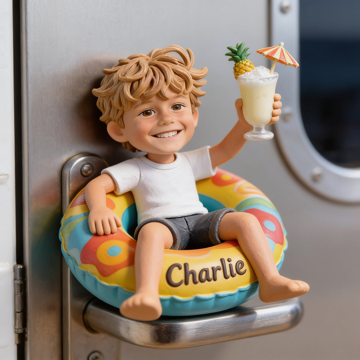 Personalized Little Boy Cruising 3D Resin Magnet Keepsake