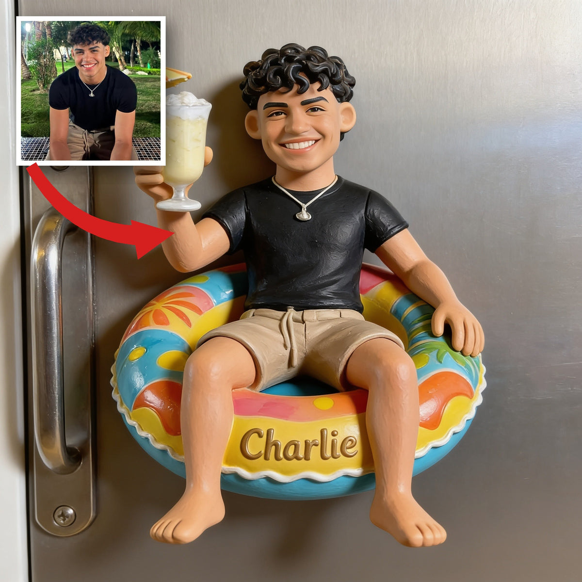 Personalized Latino Man Cruising 3D Magnet Fridge Decor Keepsake