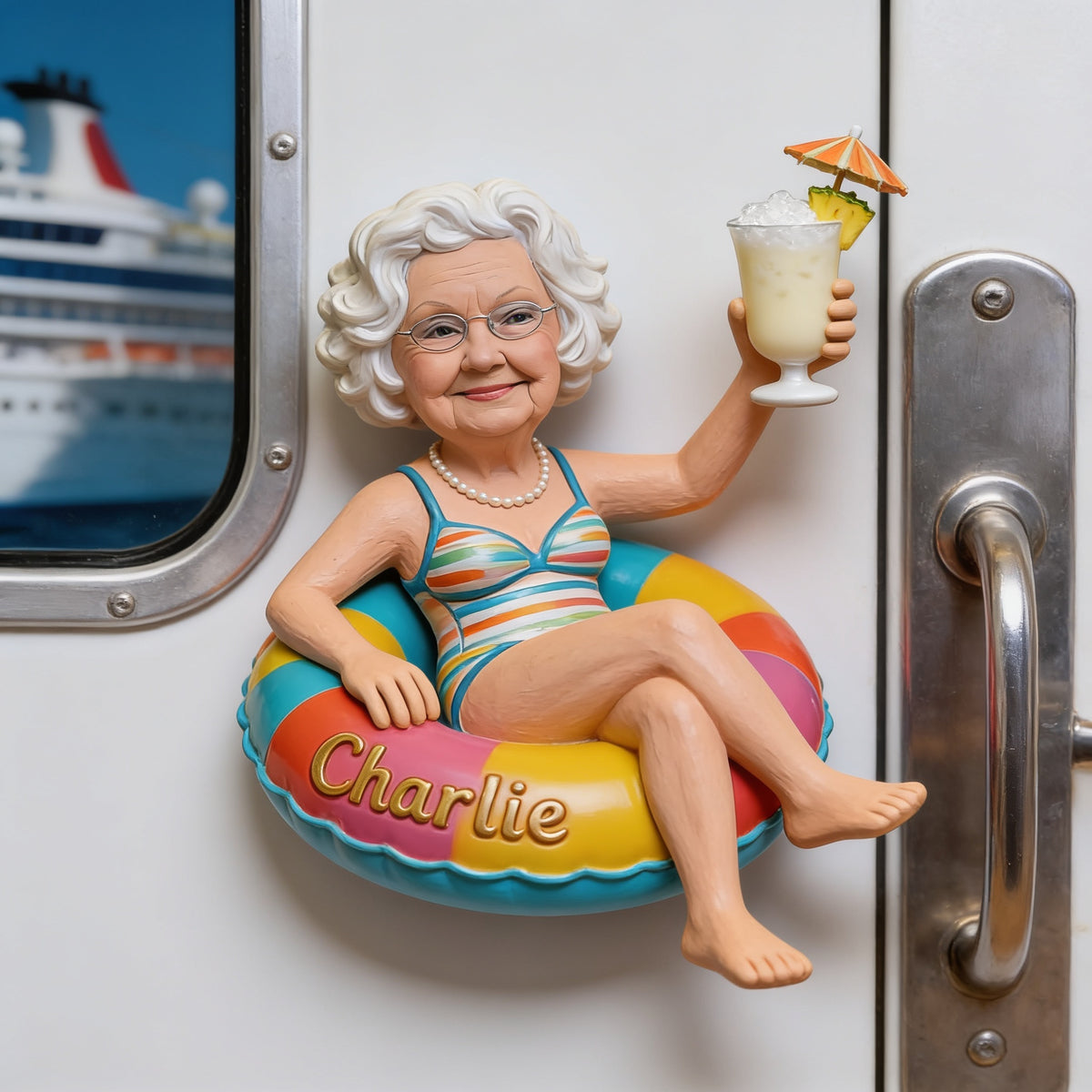 Personalized Older Woman Grandma Cruising 3D Magnet Keepsake Gift