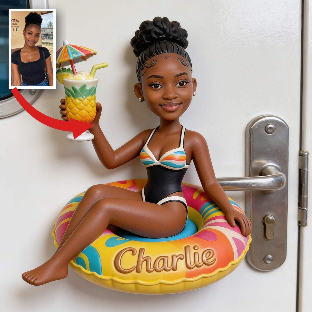 Personalized Black Woman Cruising 3D Magnet Fridge Decor Gift