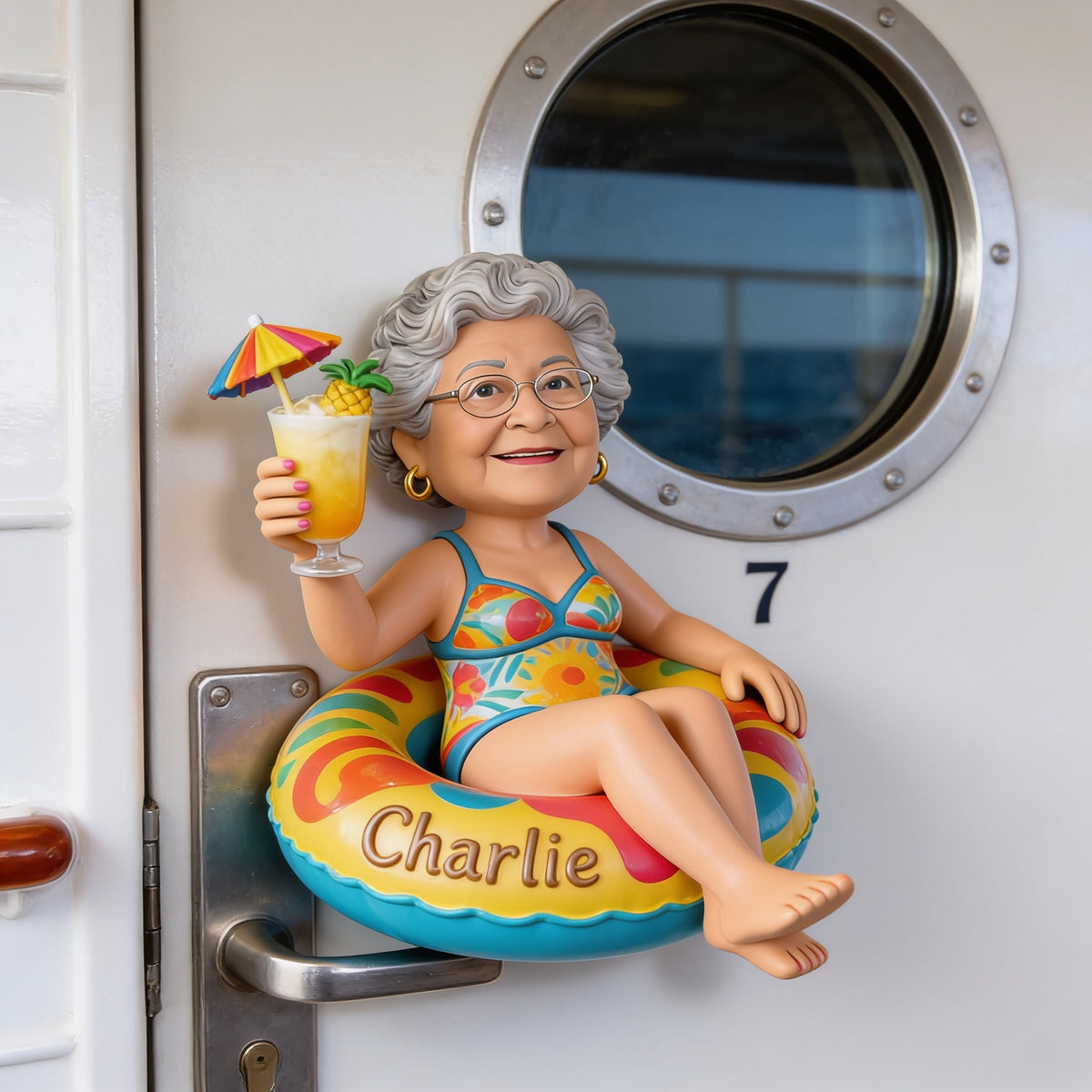 Personalized Older Latino Woman Grandma Cruising 3D Magnet
