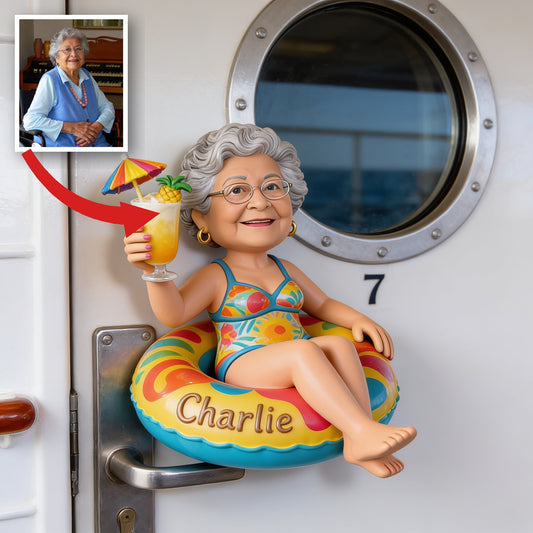 Personalized Older Latino Woman Grandma Cruising 3D Magnet