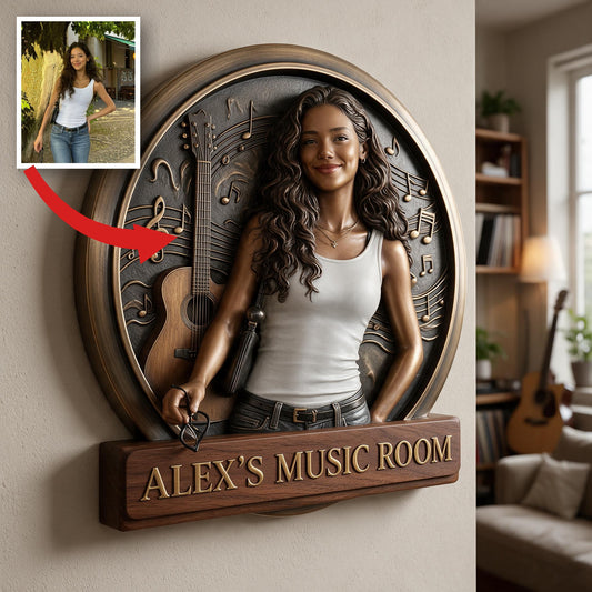 Custom Photo Latina Woman Music Room 3D Cut Metal Sign Wall Decor