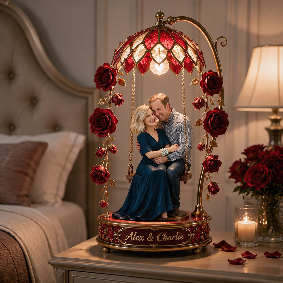 Custom Photo Middle-Aged Couple Acrylic LED Night Light Romantic Couple Gift