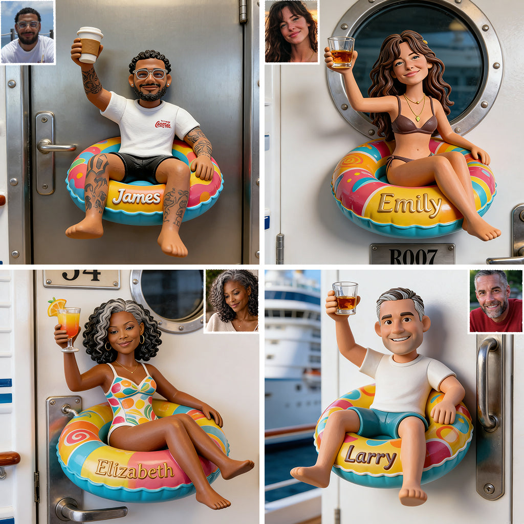 Personalized Middle-Aged Black Woman Cruising 3D Magnet Travel Gift