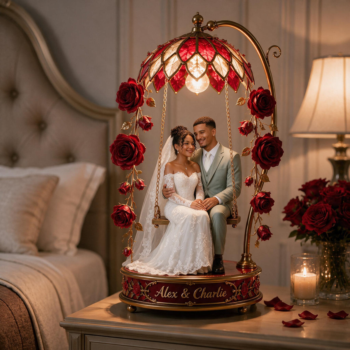 Custom Photo Wedding Latino Couple Acrylic LED Night Light, Husband Wife Gift
