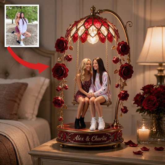 Custom Photo Lesbian Couple Acrylic LED Night Light LGBT Couple Gift
