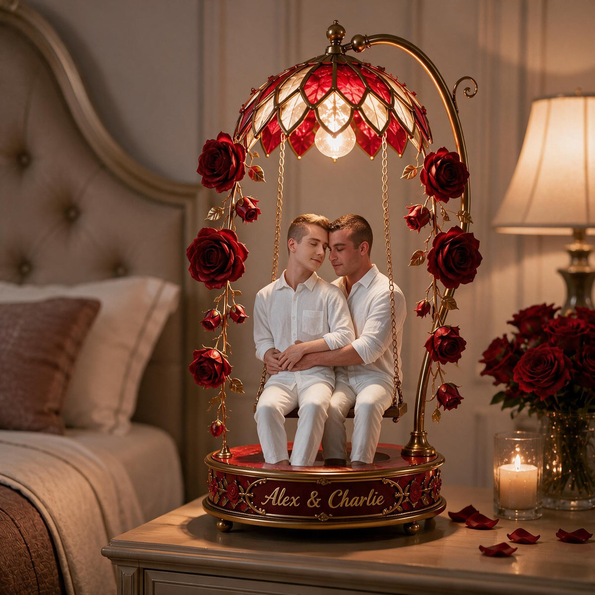 Custom Photo Gay Couple Acrylic LED Night Light LGBT Romantic Keepsake Gift