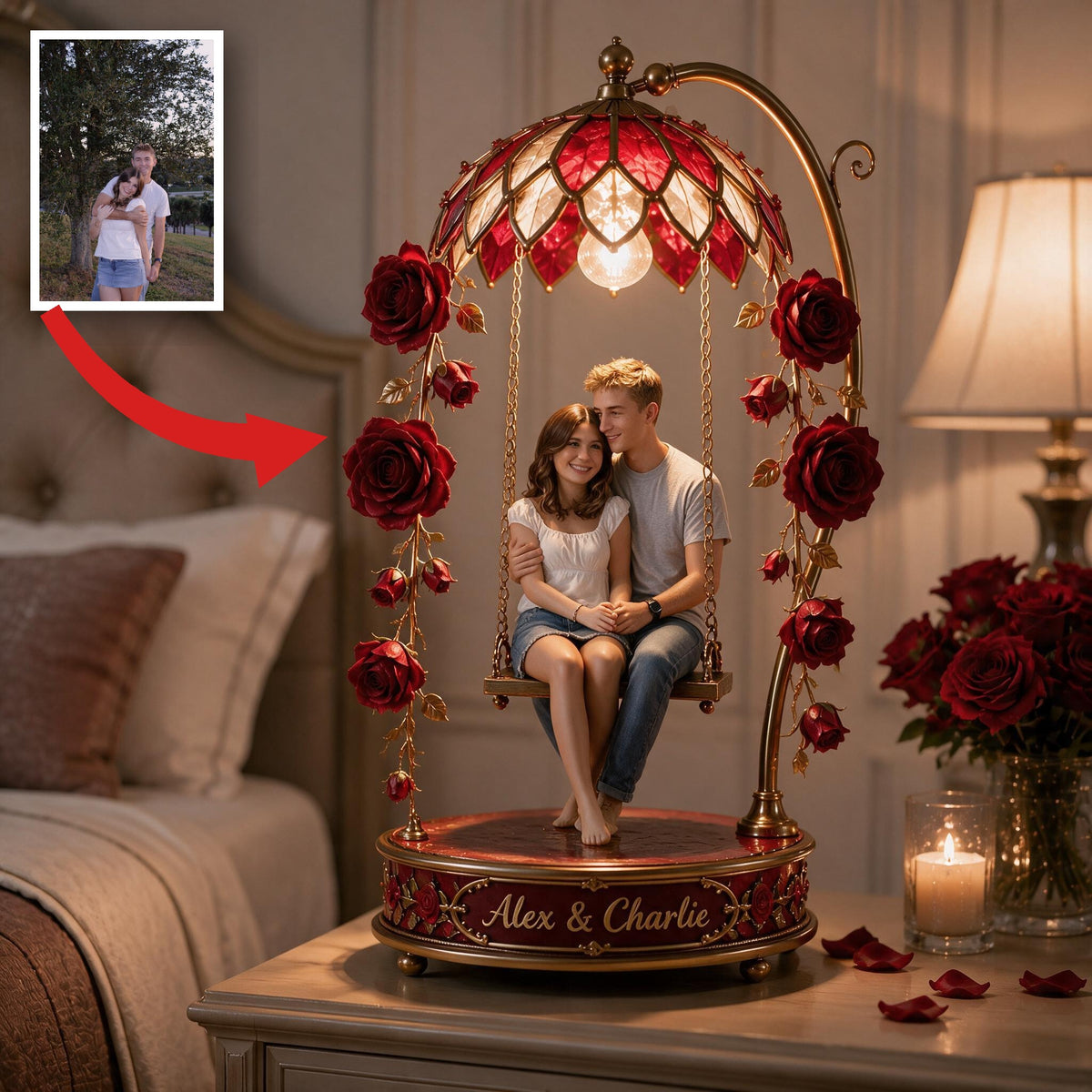 Custom Photo Couple Acrylic LED Night Light Romantic Husband Wife Gift