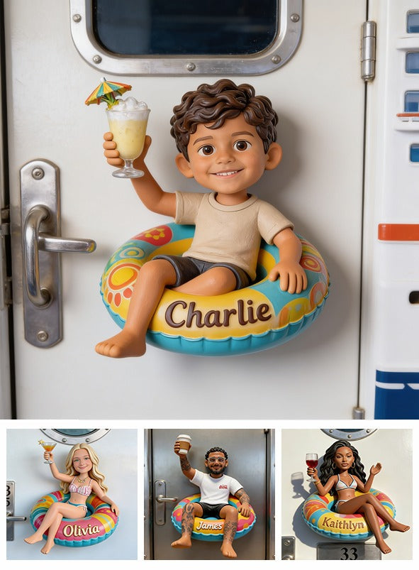 Personalized Latino Little Boy Cruising 3D Fridge Magnet Gift