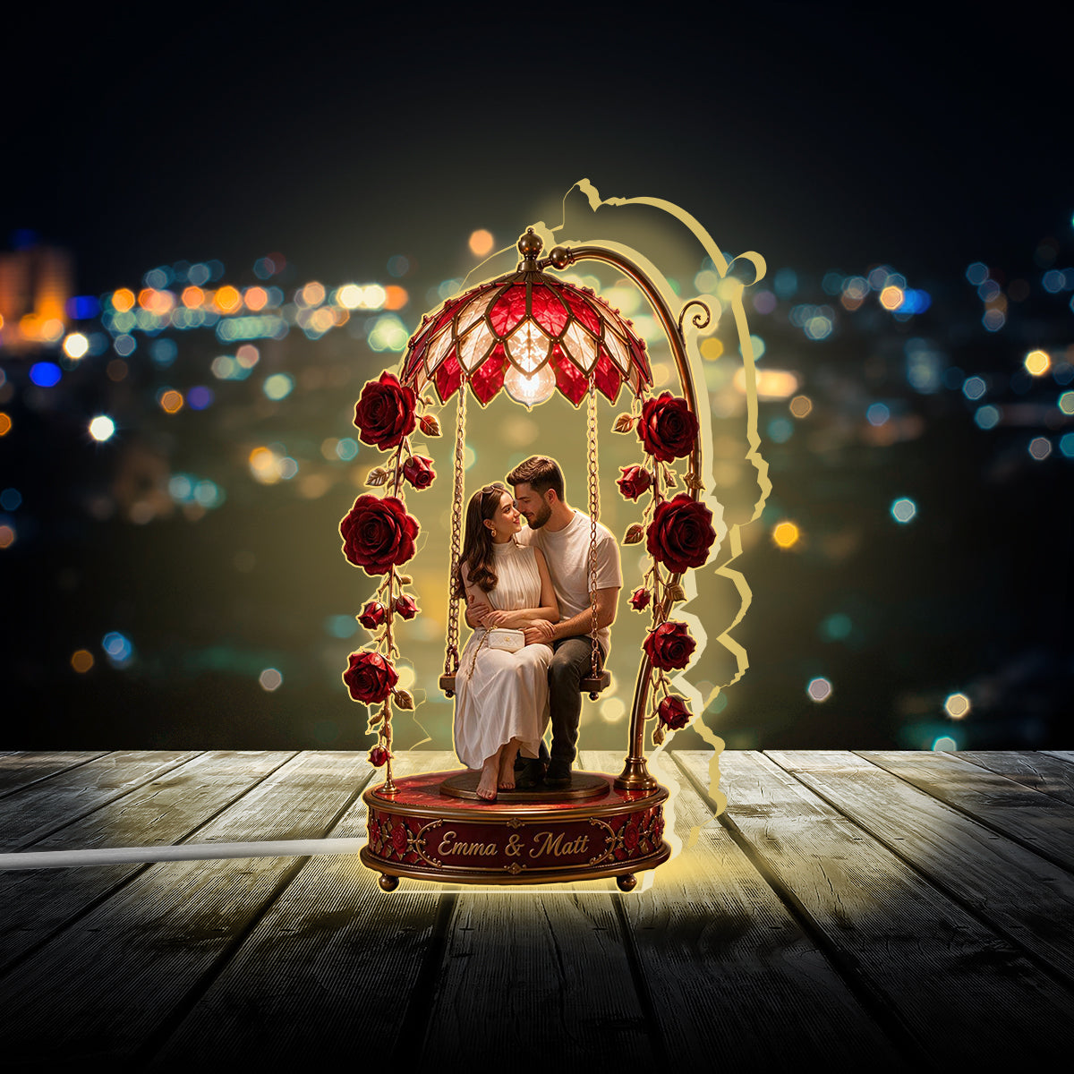 Custom Photo Older Black Couple Acrylic LED Night Light, Gift for Grandparents & Parents
