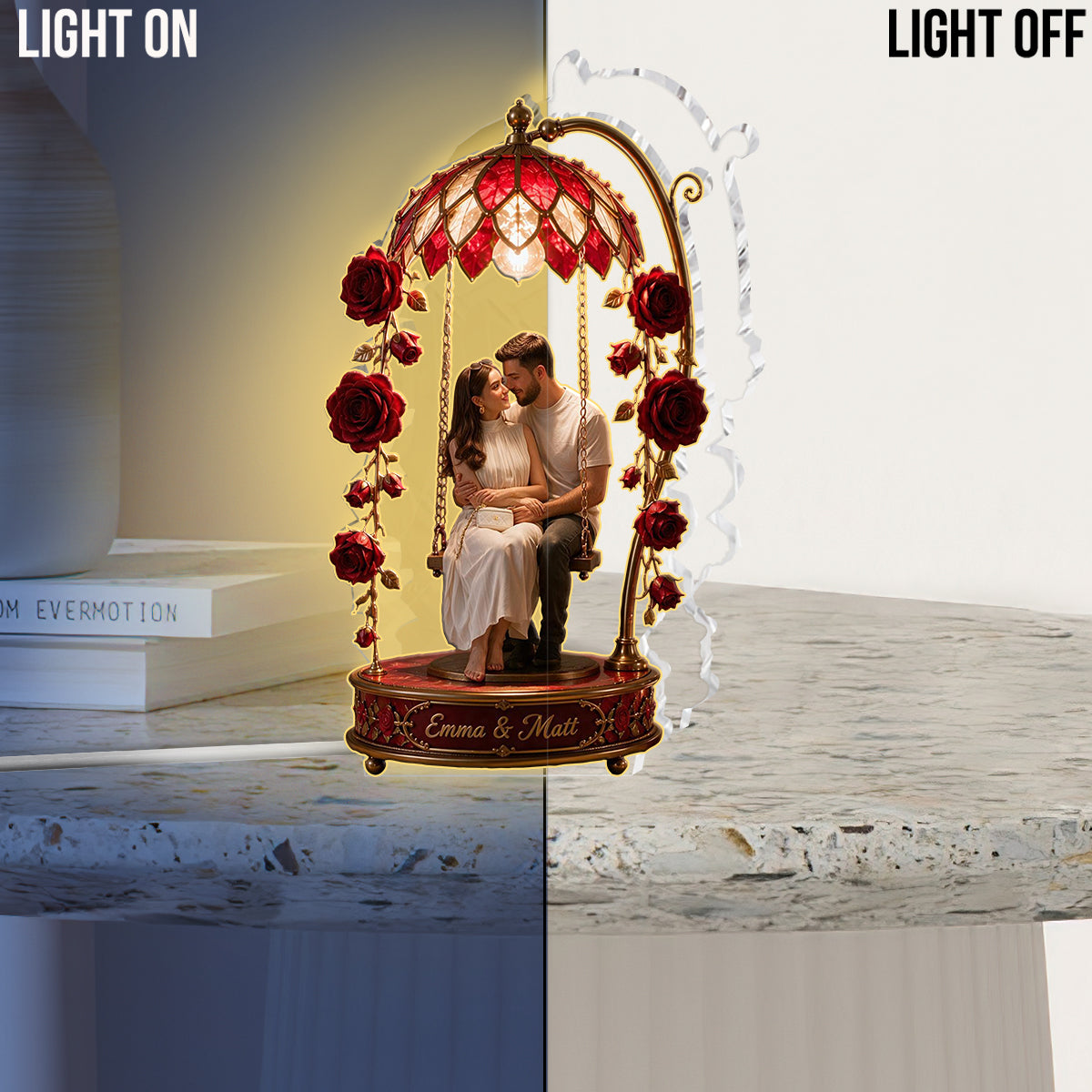 Custom Photo Wedding Latino Couple Acrylic LED Night Light, Husband Wife Gift