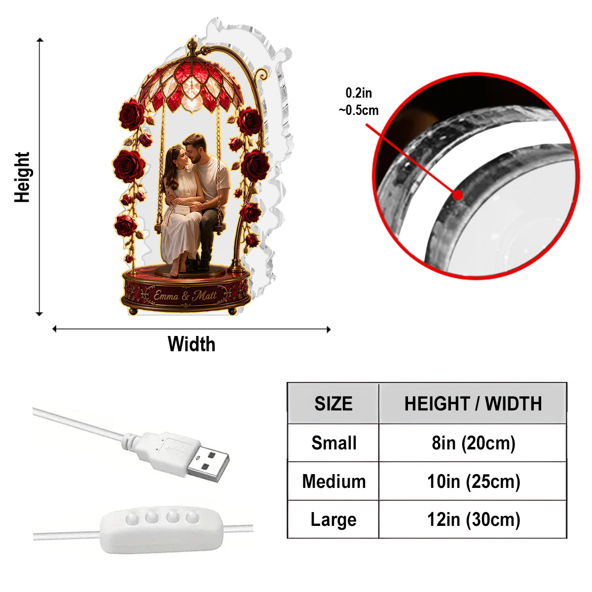 Custom Photo Wedding Couple Acrylic LED Night Light Wedding Gift