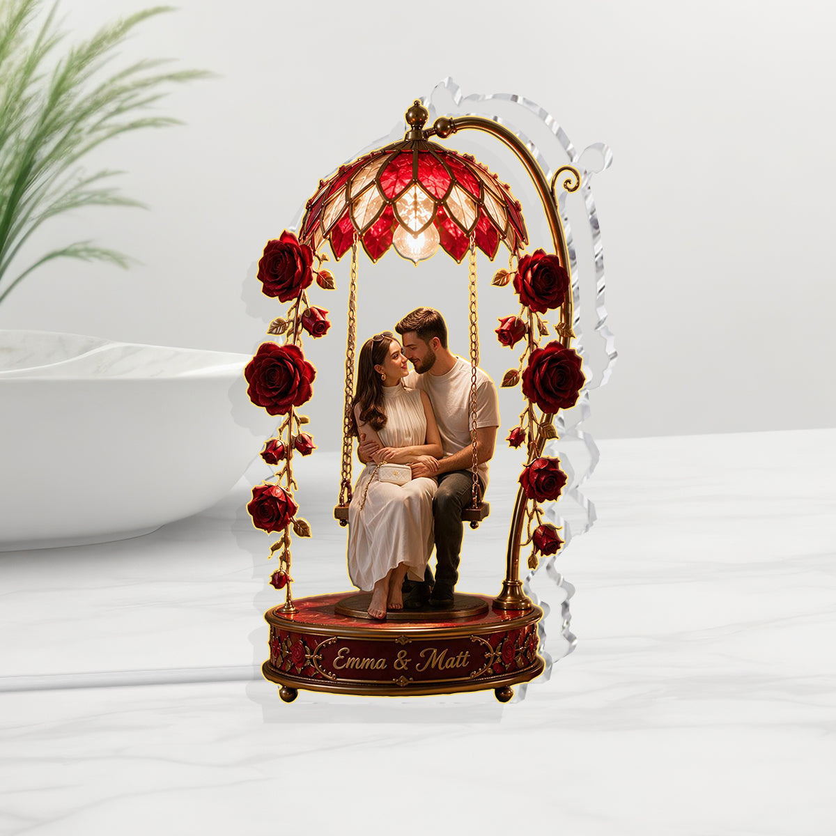 Custom Photo Middle-Aged Latino Couple Acrylic LED Night Light Romantic Couple Gift