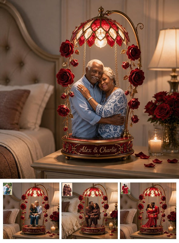 Custom Photo Older Black Couple Acrylic LED Night Light, Gift for Grandparents & Parents
