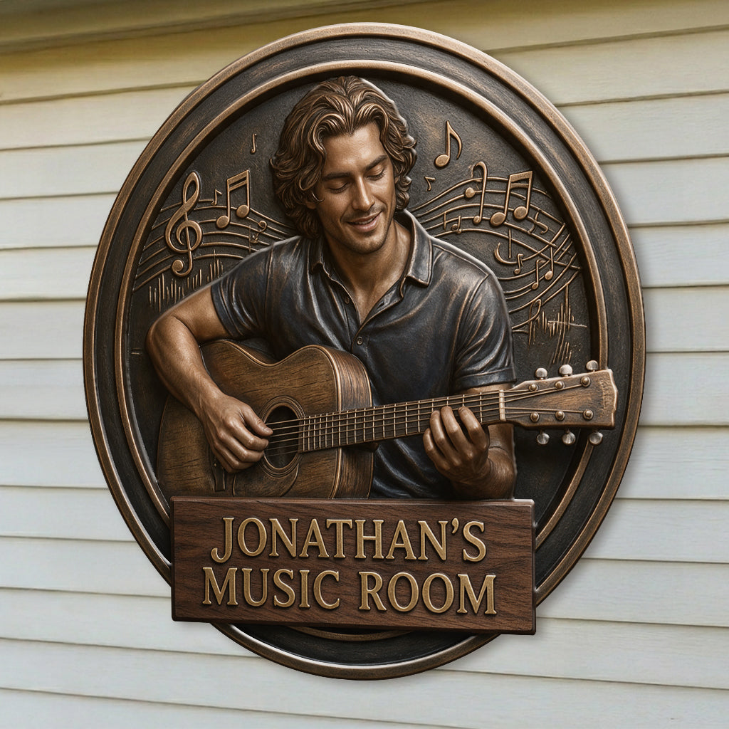 Custom Photo Middle-Aged Latina Woman Music Room 3D Cut Metal Sign Gift for Mom Wife