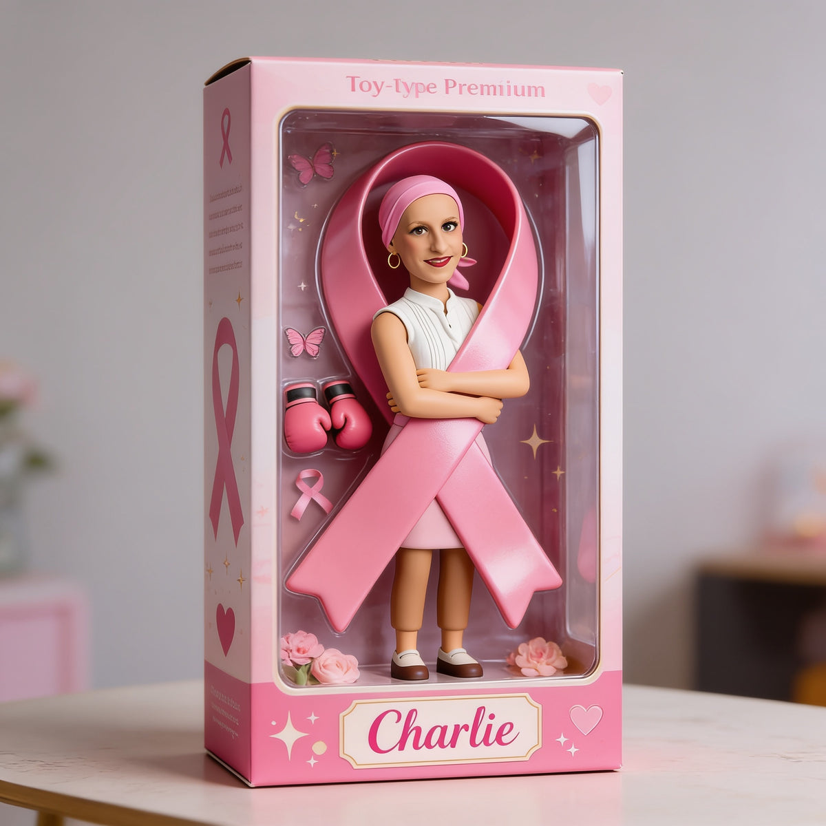 Personalized Breast Cancer Survivor Pink Headscarf Custom Shaped Acrylic Plaque