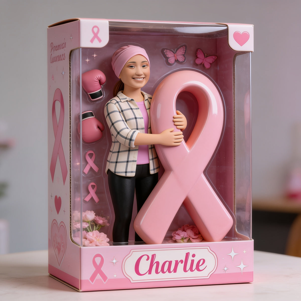 Personalized Latina Breast Cancer Woman Custom Shaped Acrylic Plaque Awareness Gift