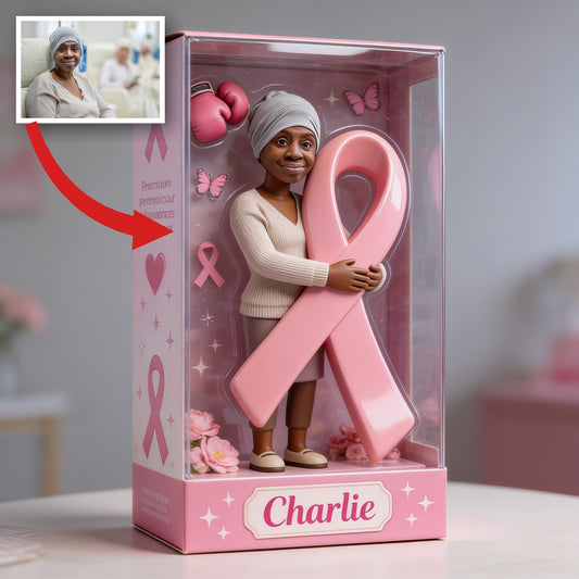 Personalized Middle-Aged Black Breast Cancer Woman Custom Shaped Acrylic Plaque Keepsake Gift
