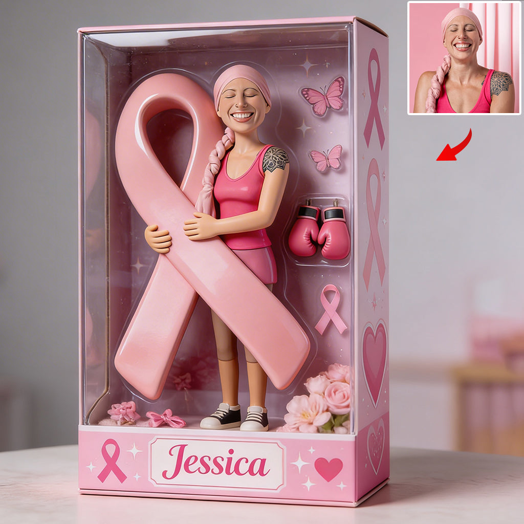 Personalized Middle-Aged Latina Breast Cancer Woman Custom Shaped Acrylic Plaque, Breast Cancer Awareness Gift
