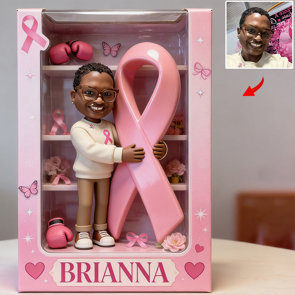 Personalized Middle-Aged Breast Cancer Woman Custom Shaped Acrylic Plaque Breast Cancer Awareness Gift