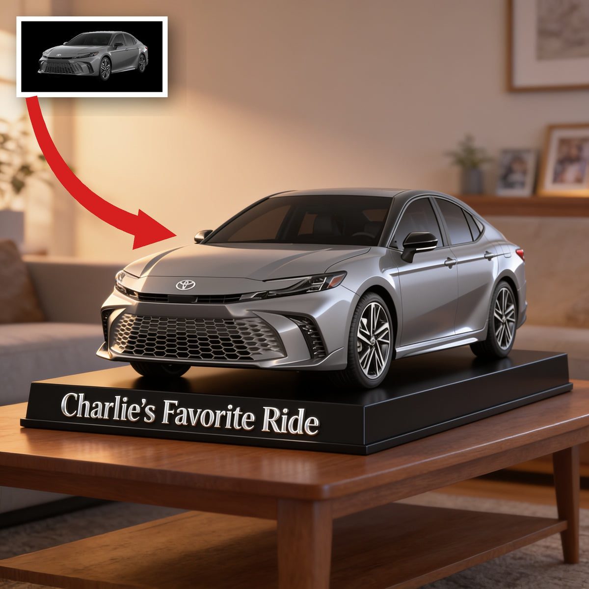 Personalized Grey Toyota Camry Sedan Custom Shaped Acrylic Plaque Car Lover Gift