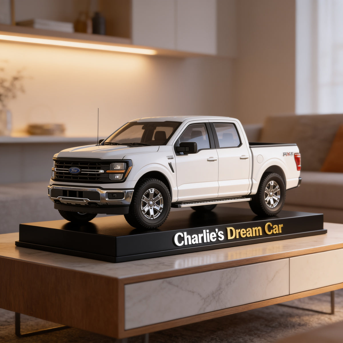 Personalized White Ford Pickup Truck Custom Shaped Acrylic Plaque Car Lover Gift