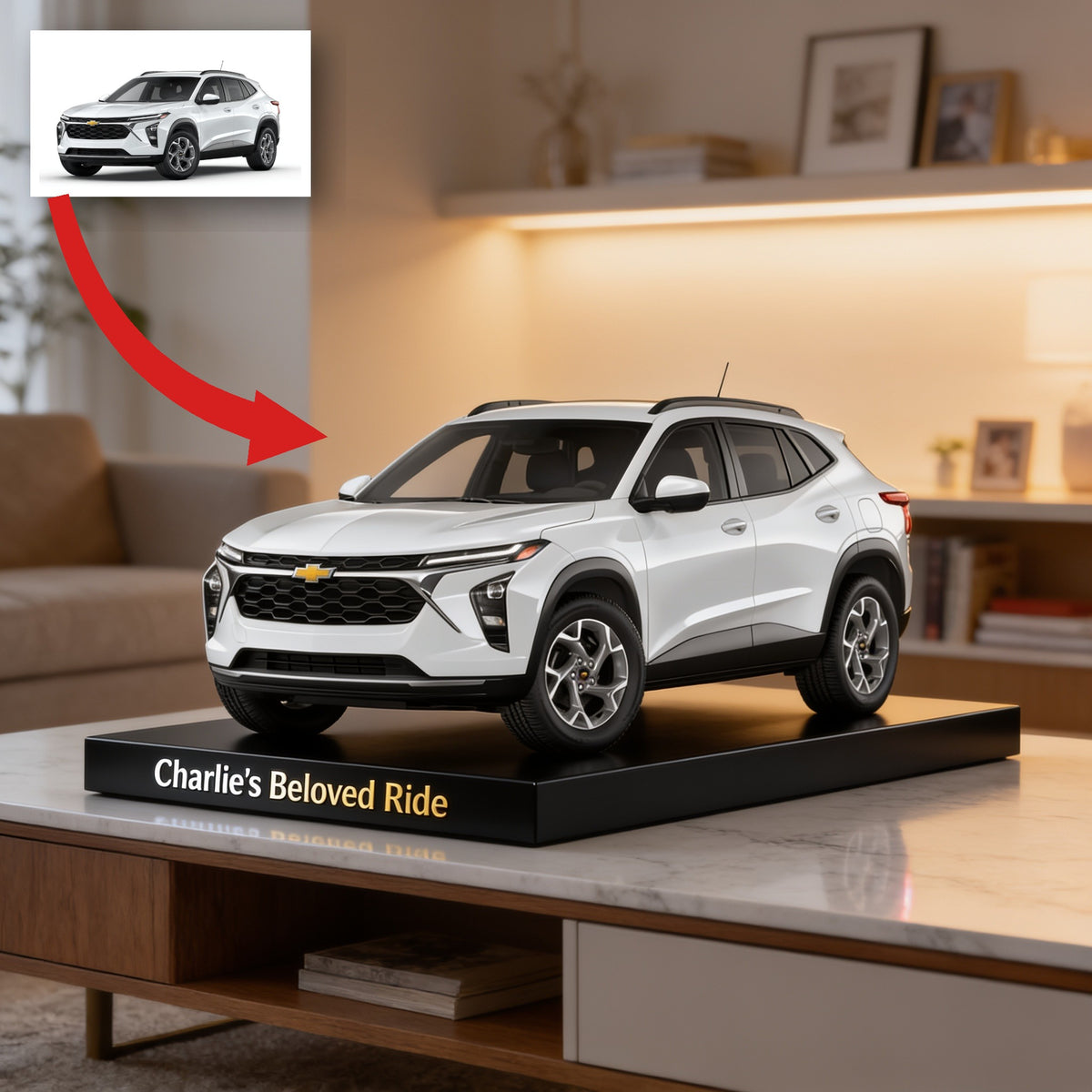 Personalized White Chevrolet Crossover SUV Custom Shaped Acrylic Plaque Car Lover Gift