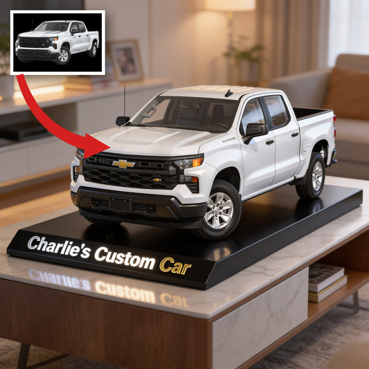 Personalized White Chevrolet Silverado Pickup Truck Custom Shaped Acrylic Plaque Car Lover Gift