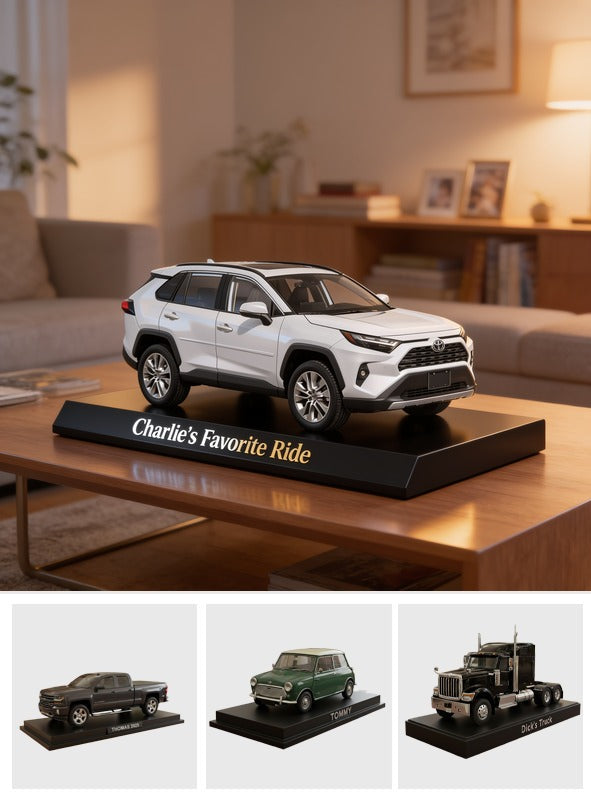 Personalized White Toyota RAV4 Shaped Acrylic Plaque Car Lover Gift