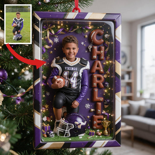 Personalized Christmas Latino Youth American Football Player Acrylic Ornament