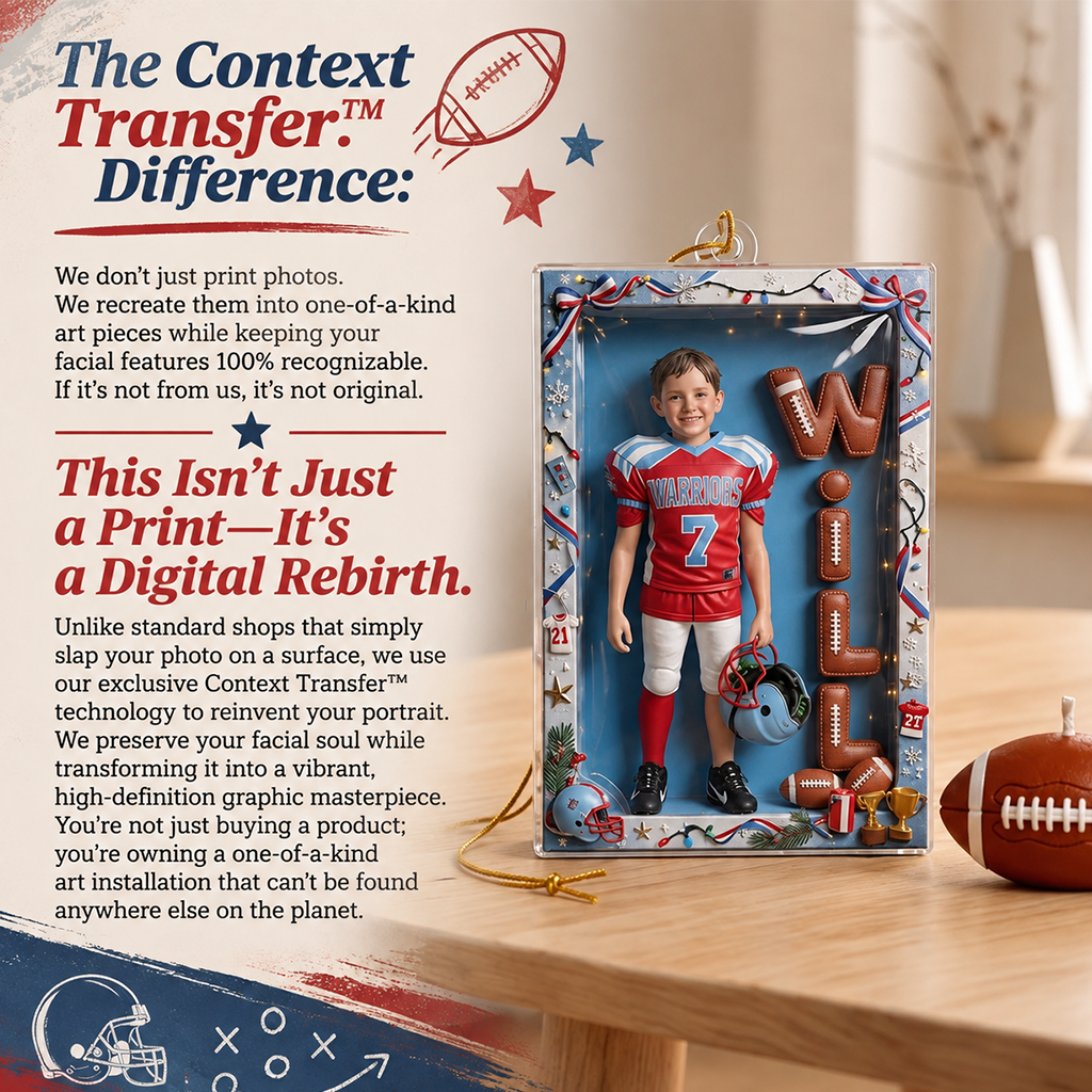 Personalized Christmas Latino Youth American Football Player Acrylic Ornament