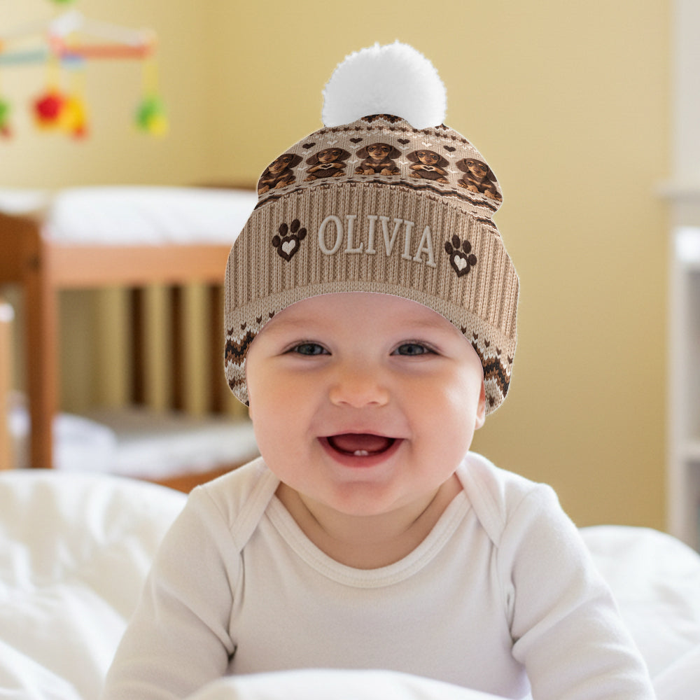 Personalized Tan and White Pembroke Welsh Corgi Beanie Hat Dog Lover Gift