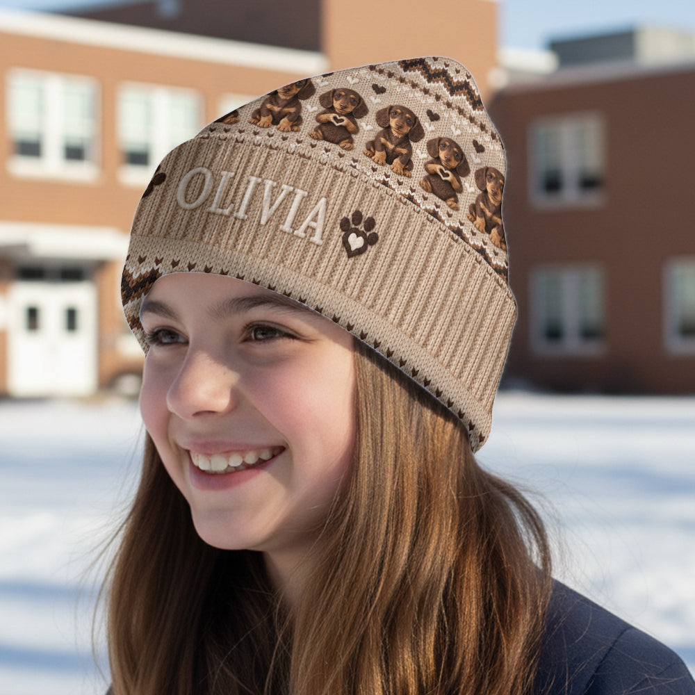 Personalized Adult Golden Retriever Knit Beanie Hat Dog Lover Gift