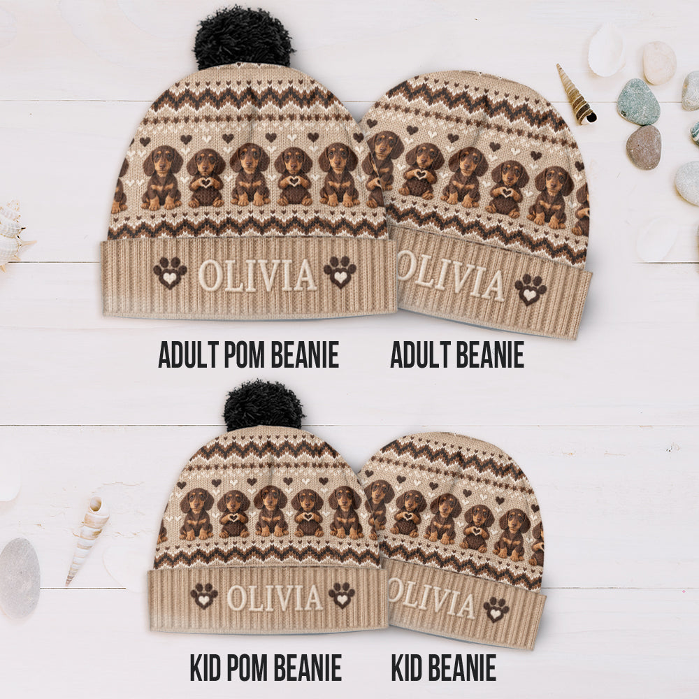 Personalized Fluffy Shih Tzu Beanie Hat Dog Lover Winter Gift